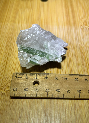 Green tourmaline in quartz specimen