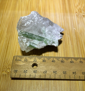 Green tourmaline in quartz specimen