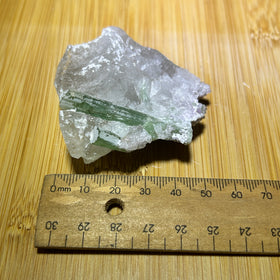 Green tourmaline in quartz specimen